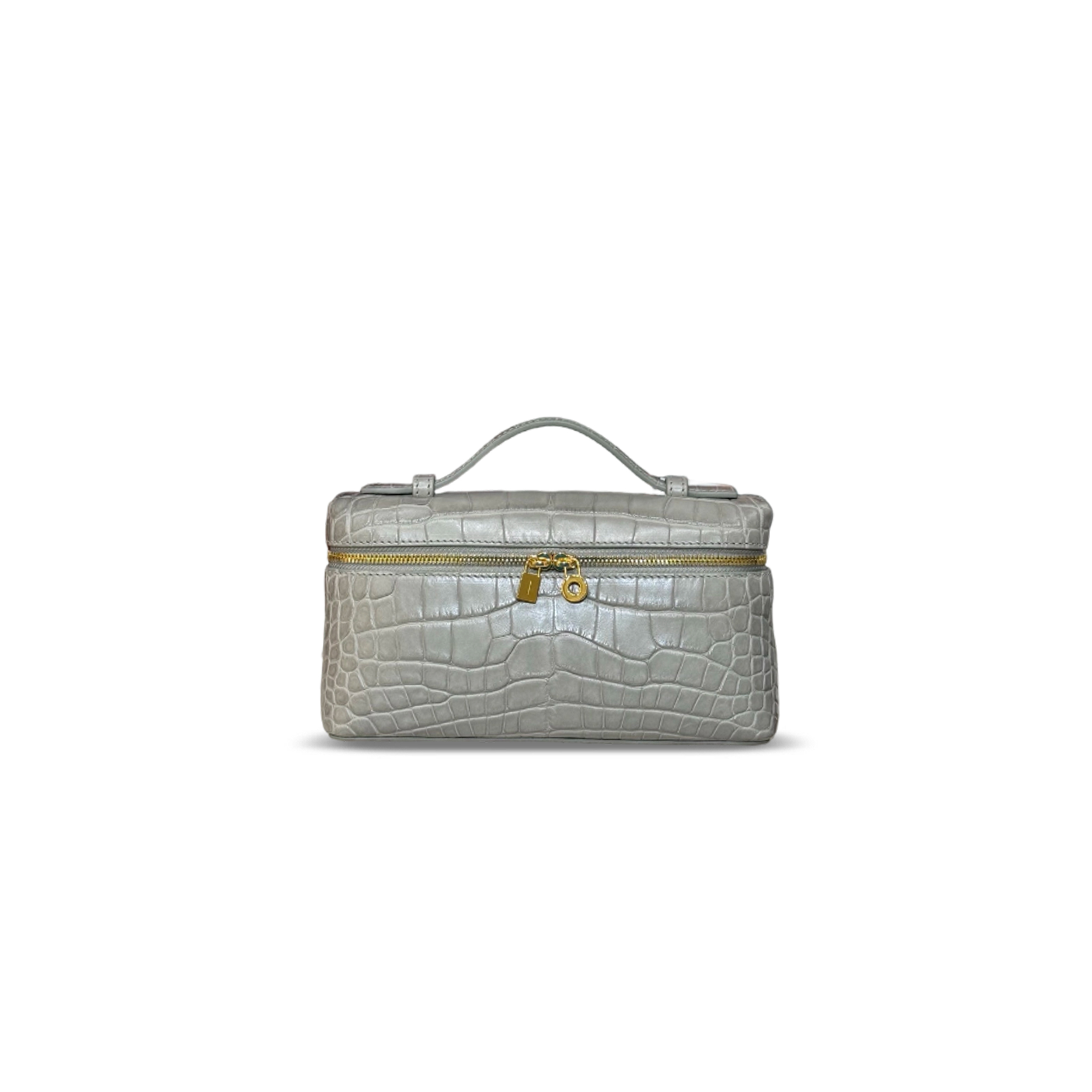 LORO PIANA EXTRA POCKET L19 CROCODILE LEATHER (19*11*6.5cm)